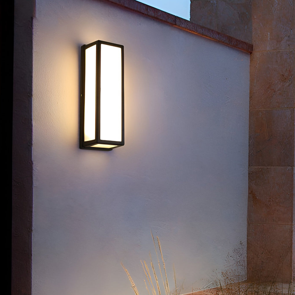 Rectangle Led Waterproof Motion Sensor Black Modern Wall Sconce
