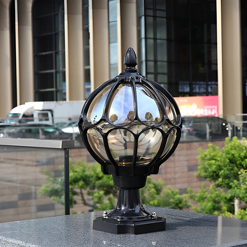Vintage Outdoor Pier Mount Post Light With Glass Globe
