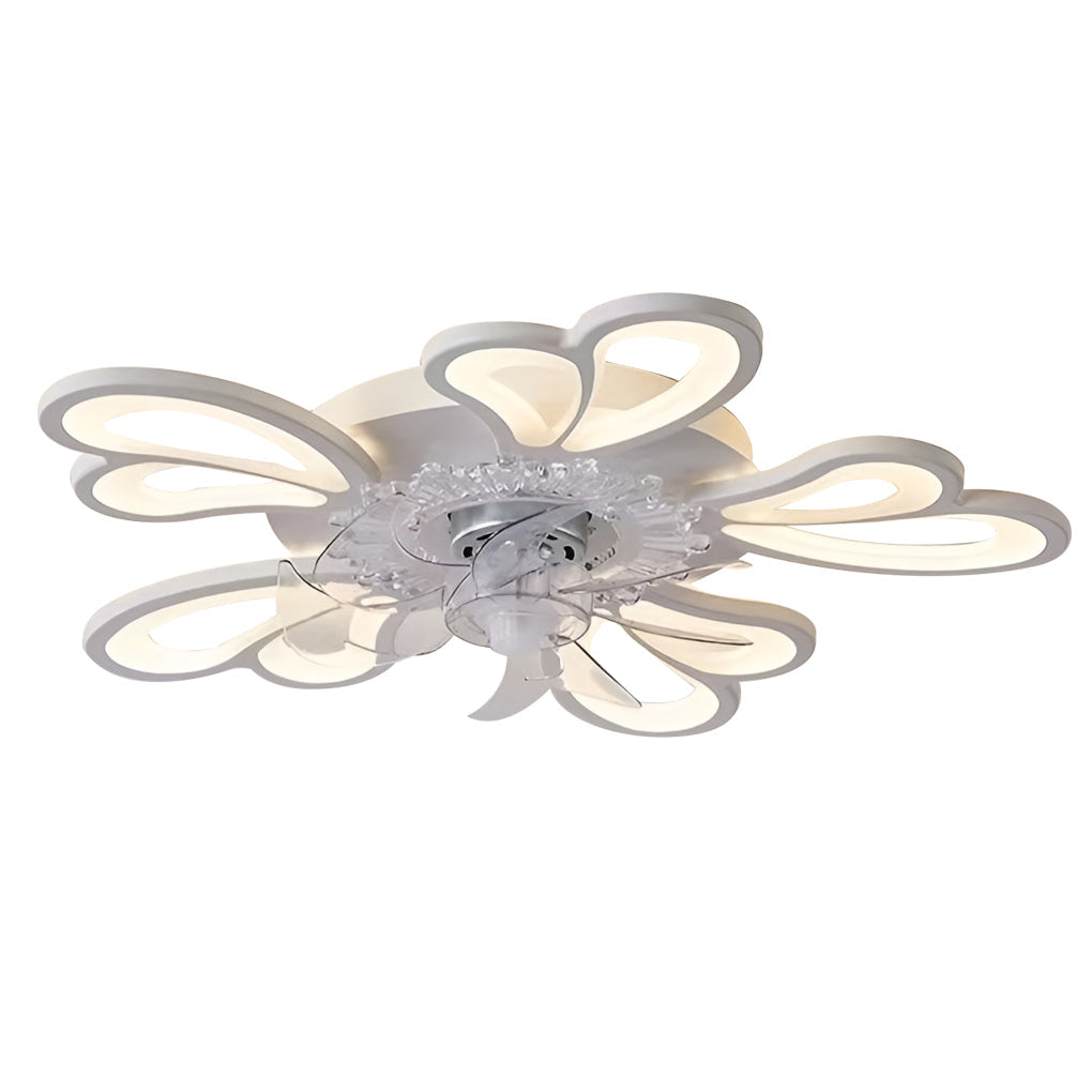 Flower Shaped Three Step Dimming Led Nordic Ceiling Fan Lights