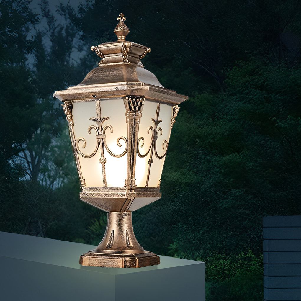Retro Pattern Solar Fence Post Light Ha083679