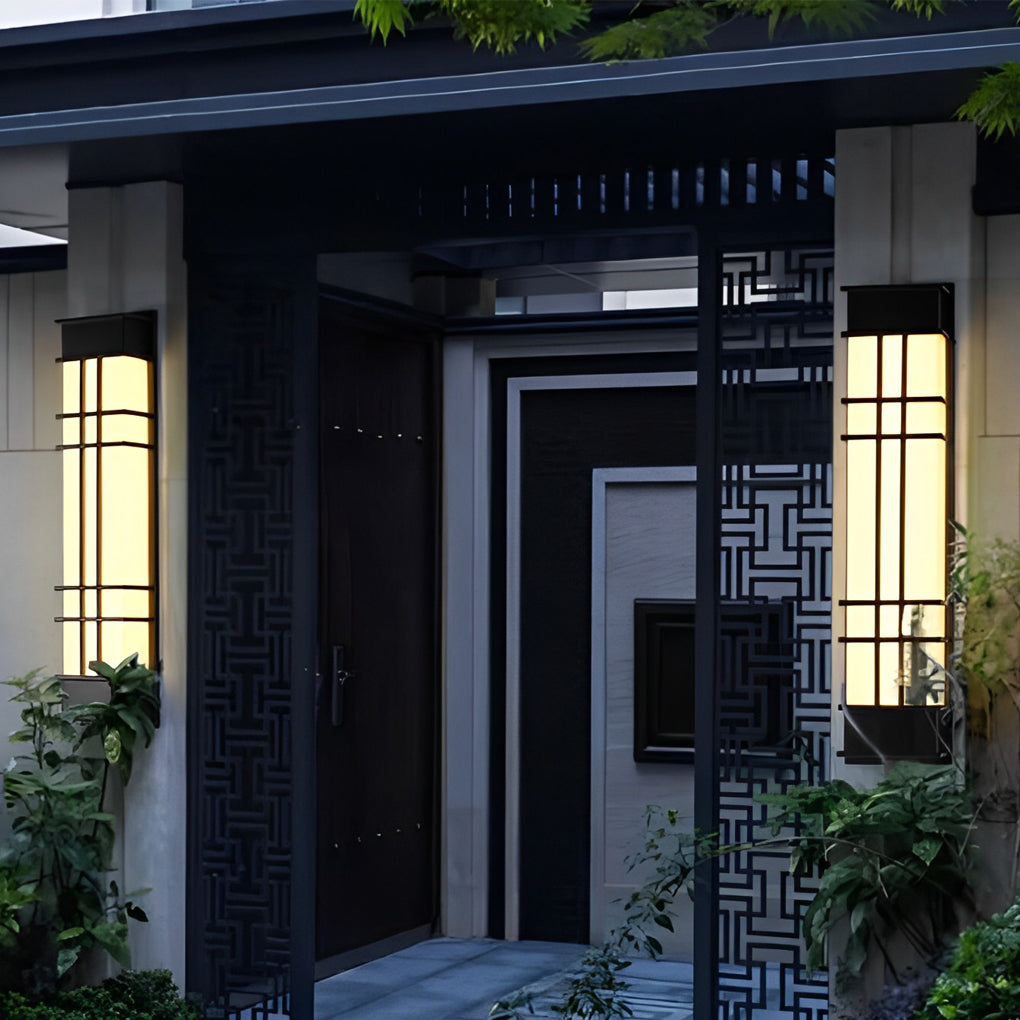 Retro Rectangular Black Outdoor Wall Lamp Li002110