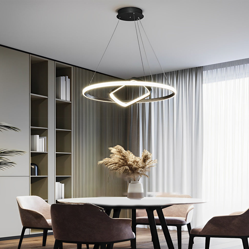 Round Oval Led Black Chandelier Li002236