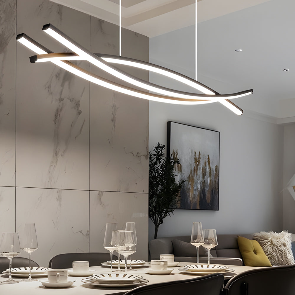 Long Lines Led Dimmable Chandelier Dining Room Light Fixtures