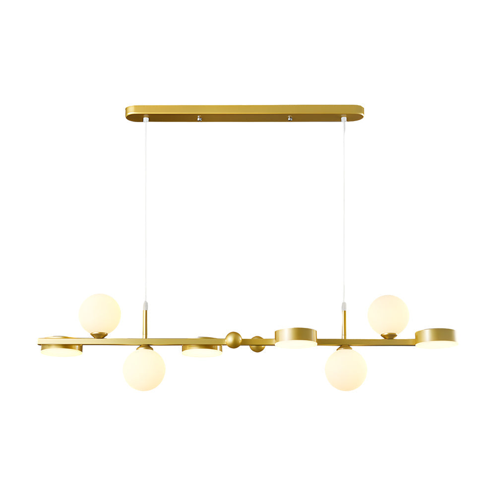 6 8 Light 3Step Dimming Glass Ball Led Long Dining Room Chandelier