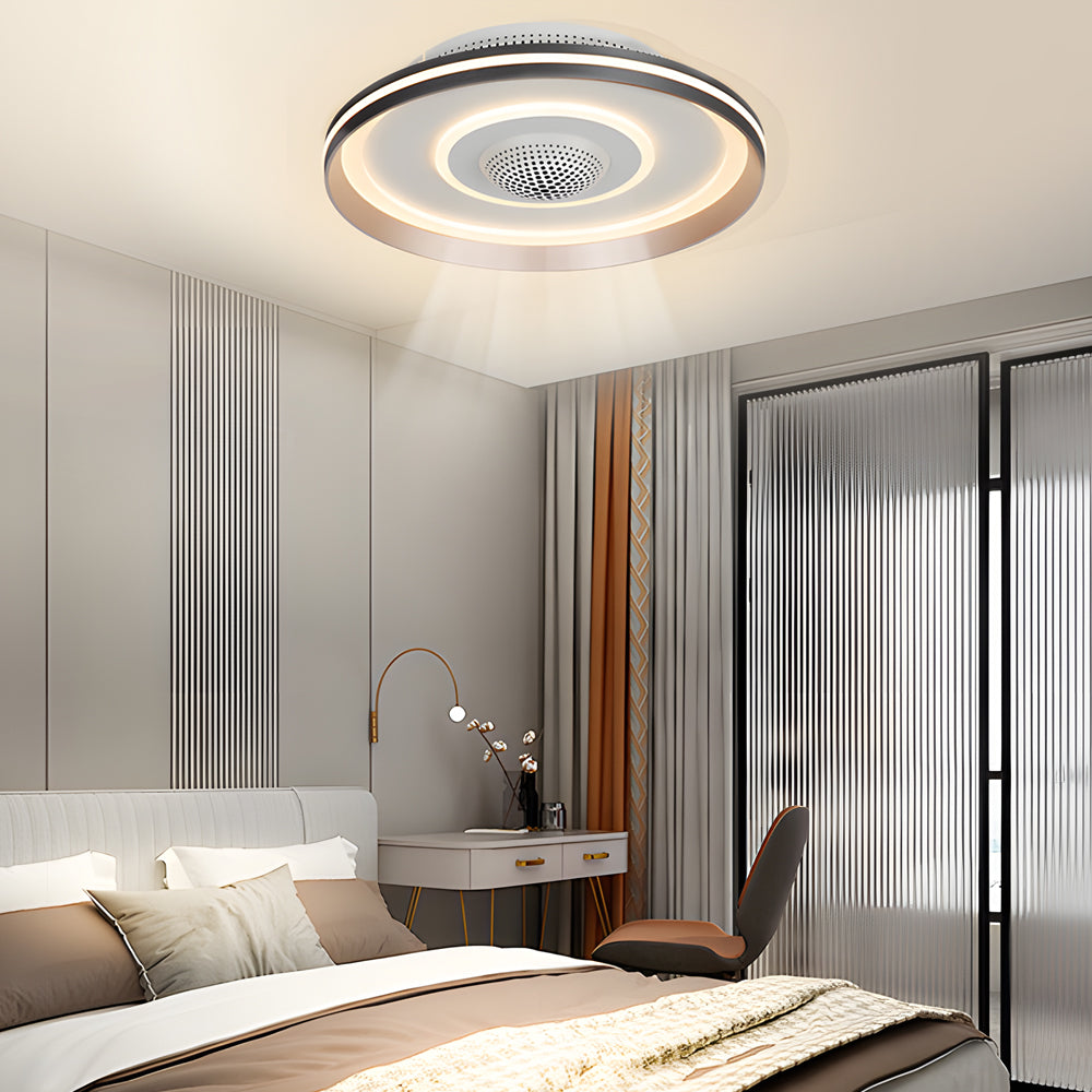 Nordic Round Circles Led Invisible Flush Mount Ceiling Fan Light