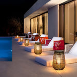 Rattan Portable Lantern Shaped Led Waterproof Solar Outdoor Lights