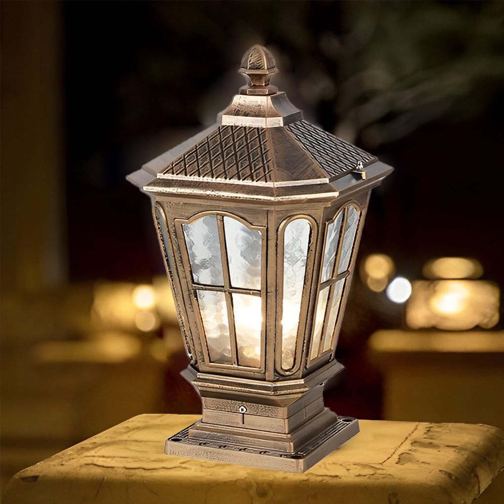 Retro Pavilion Shape Solar Powered Fence Post Light Ha080207