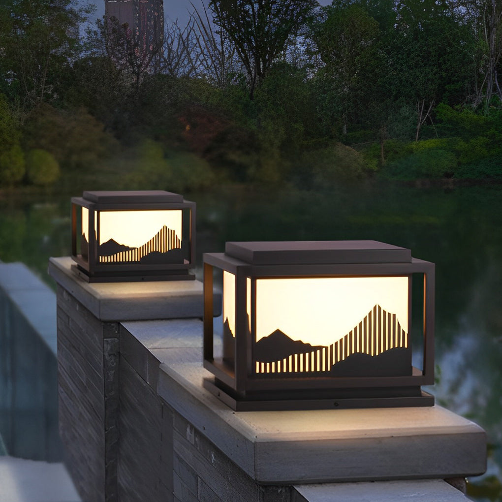 Square Mountain Scenery Solar Post Caps Lights Li002154