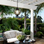 1 Light Tea Glass Globe Outdoor Pendant Lights Outside Haning Lantern Chandelier
