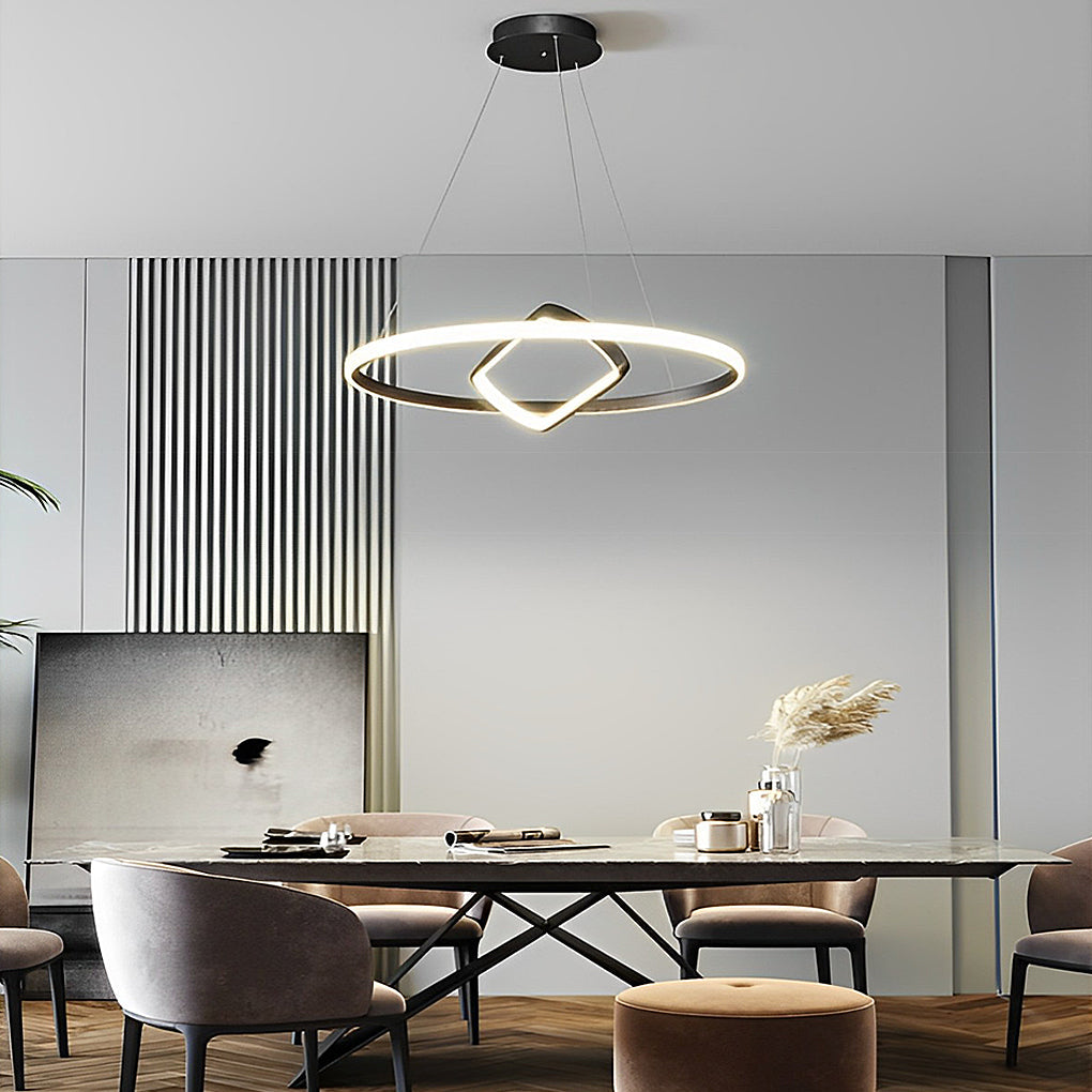 Round Oval Led Black Chandelier Li002236