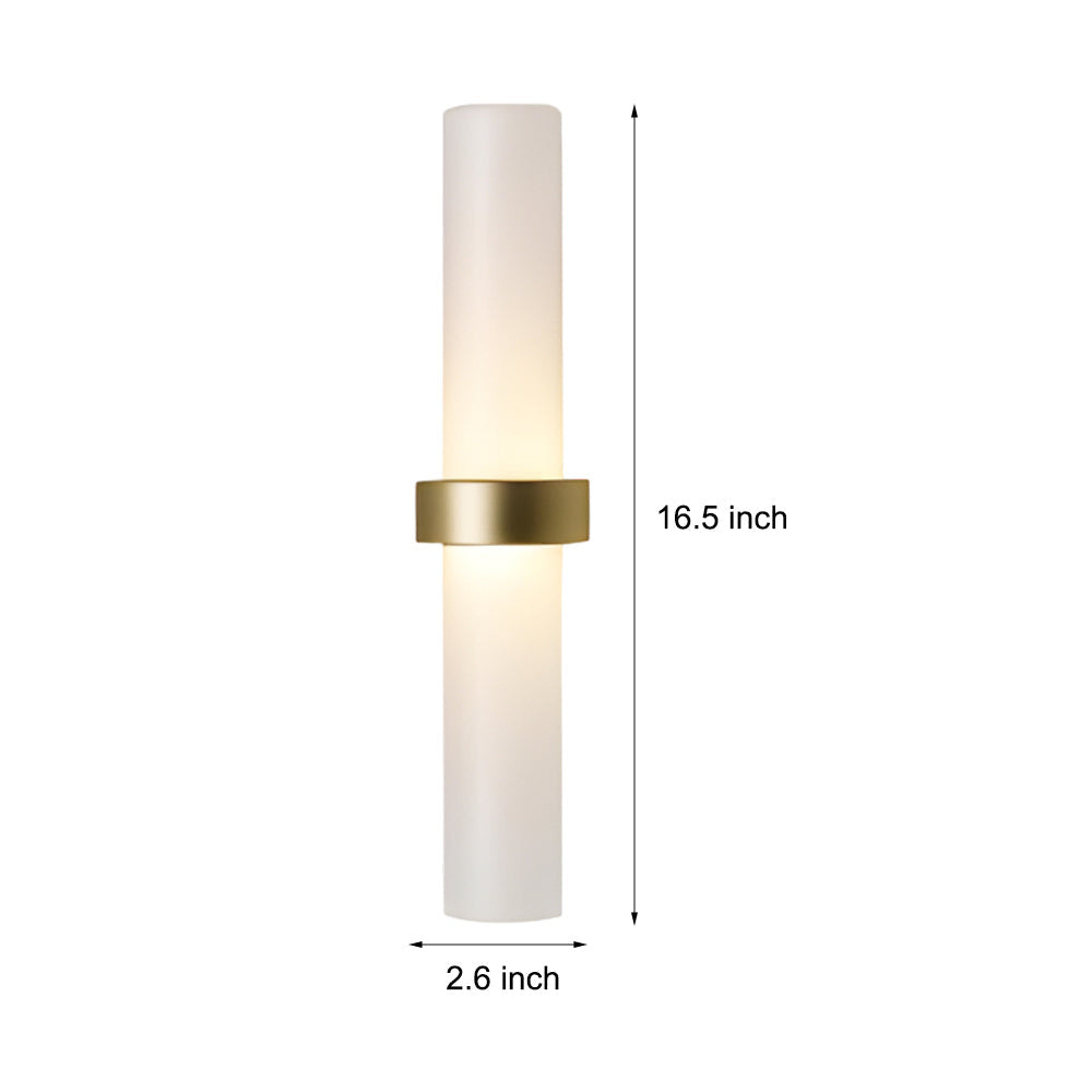 Modern Frosted Glass Tube 1 Light Wall Sconce In Warm White For Living Room