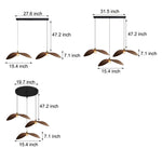 Wabi Sabi Walnut Bar Chandelier Leaf Curve Wooden Pendant Light