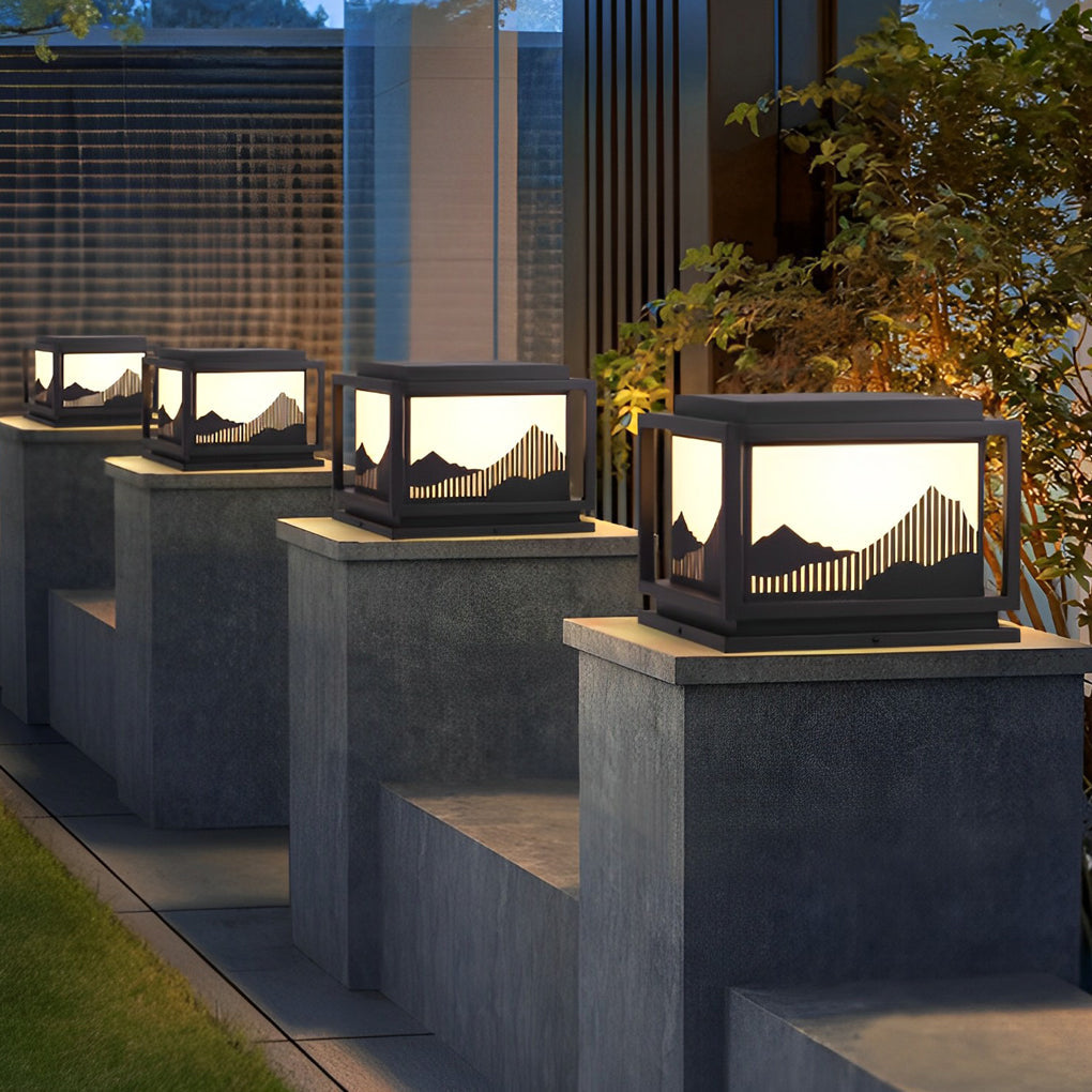 Square Mountain Scenery Solar Post Caps Lights Li002154