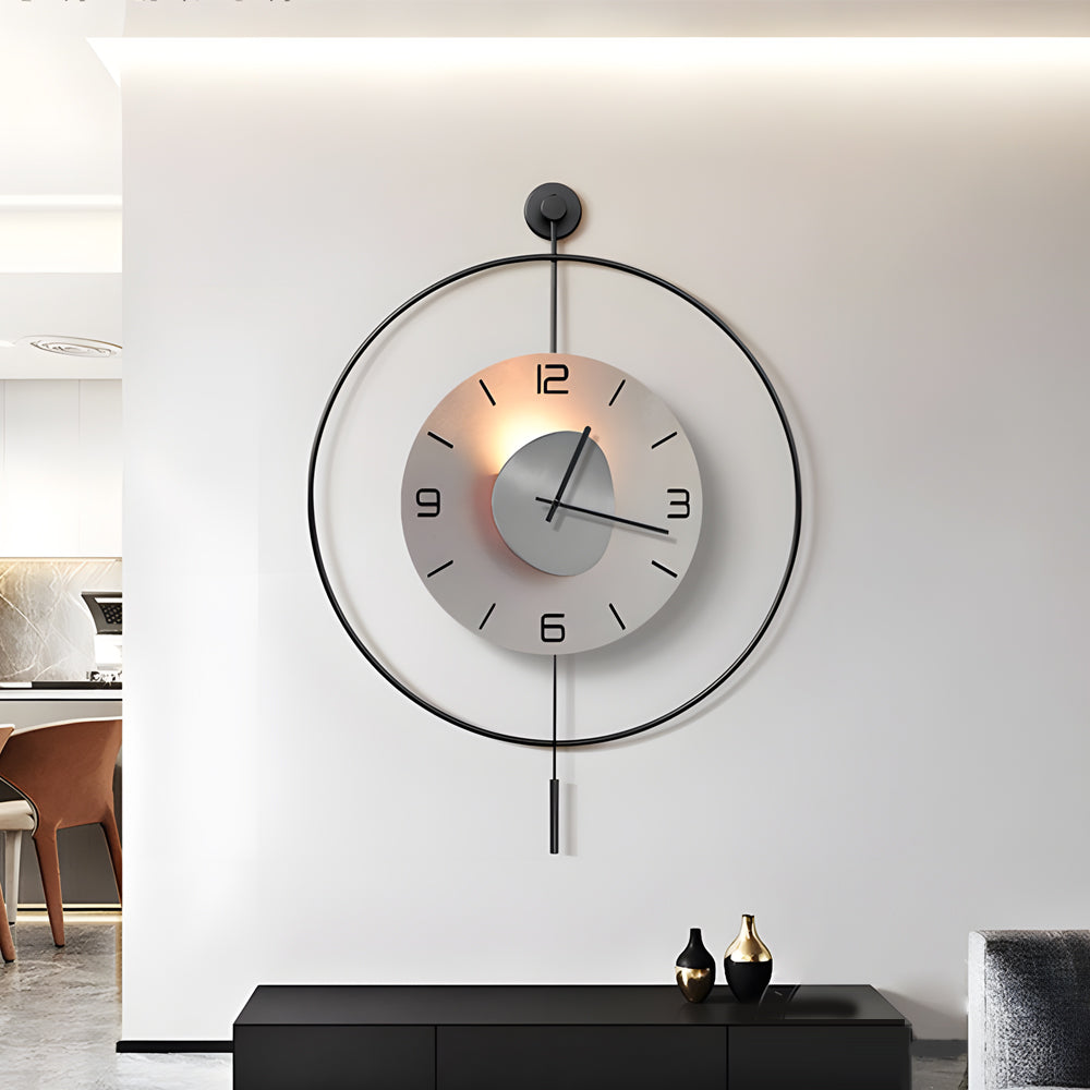 Battery Operated Round Led Hanging Metal Wall Clock