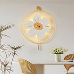 Round Metal Battery Operated Led Flower Wall Clock