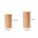 Candlelight Ambient Wood Cylinder Accent Led Table Lamp