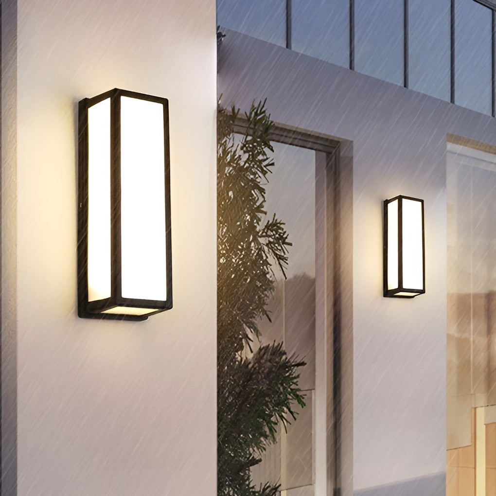 Rectangle Led Waterproof Motion Sensor Black Modern Wall Sconce