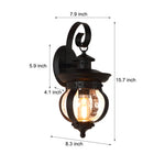 1 Light Seeded Glass Globe Led Outdoor Wall Lantern With Curved Arm