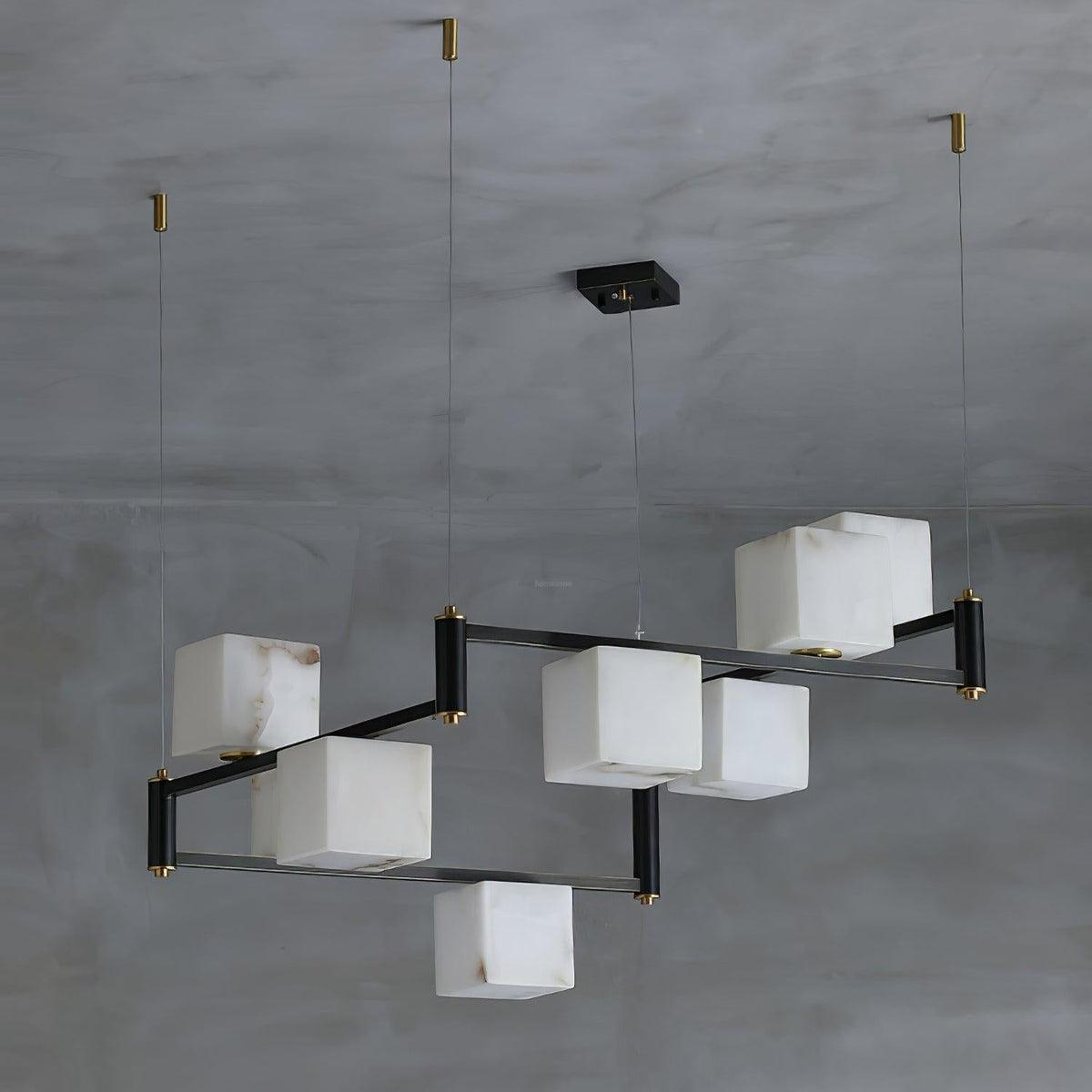 Alabaster Square Box Chandelier with 4/5/6/8/9 heads