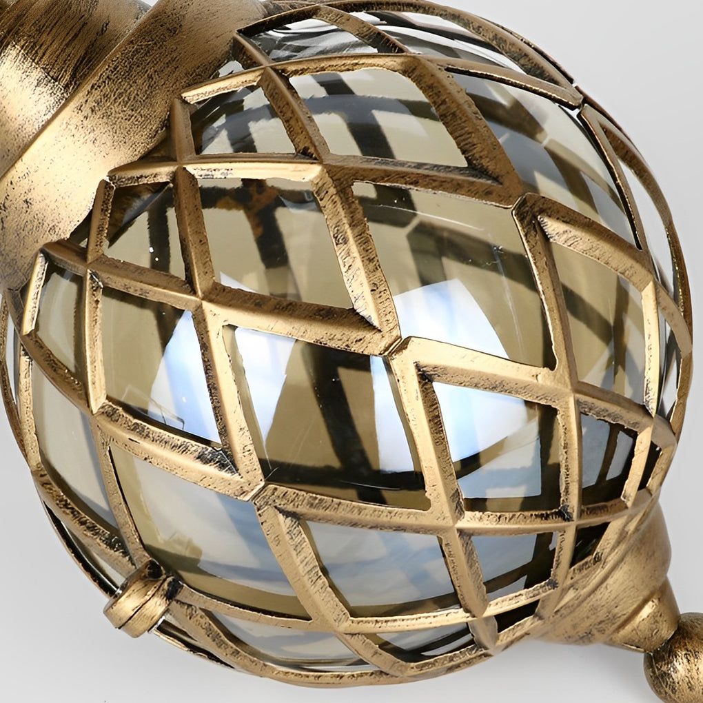1 Light Tea Glass Globe Outdoor Pendant Lights Outside Haning Lantern Chandelier
