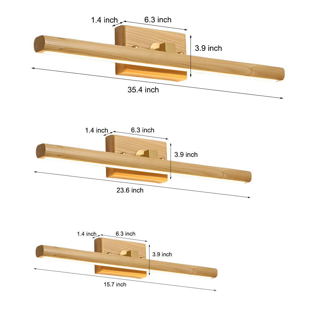Rotatable Wood Bathroom Vanity Light Dimmable Led