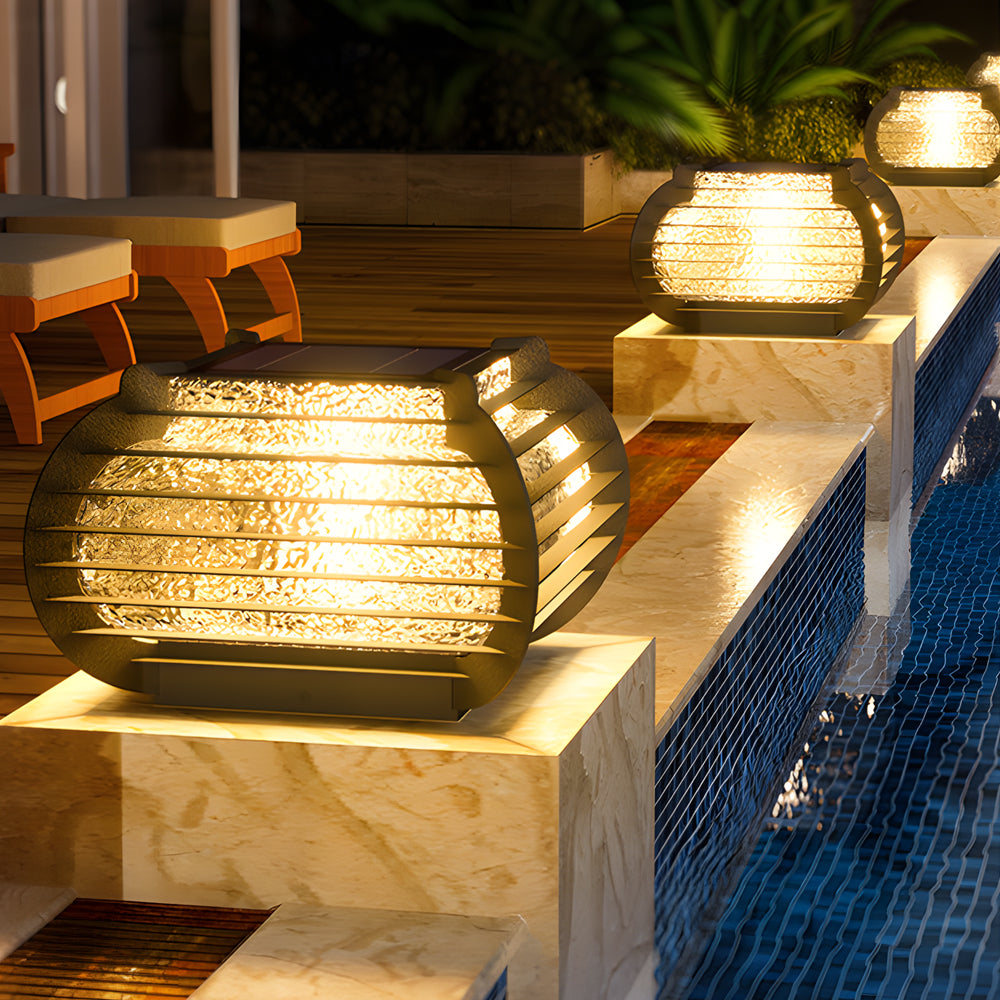 Black Lattice Hardiwred Solar Outdoor Post Pier Mount Light