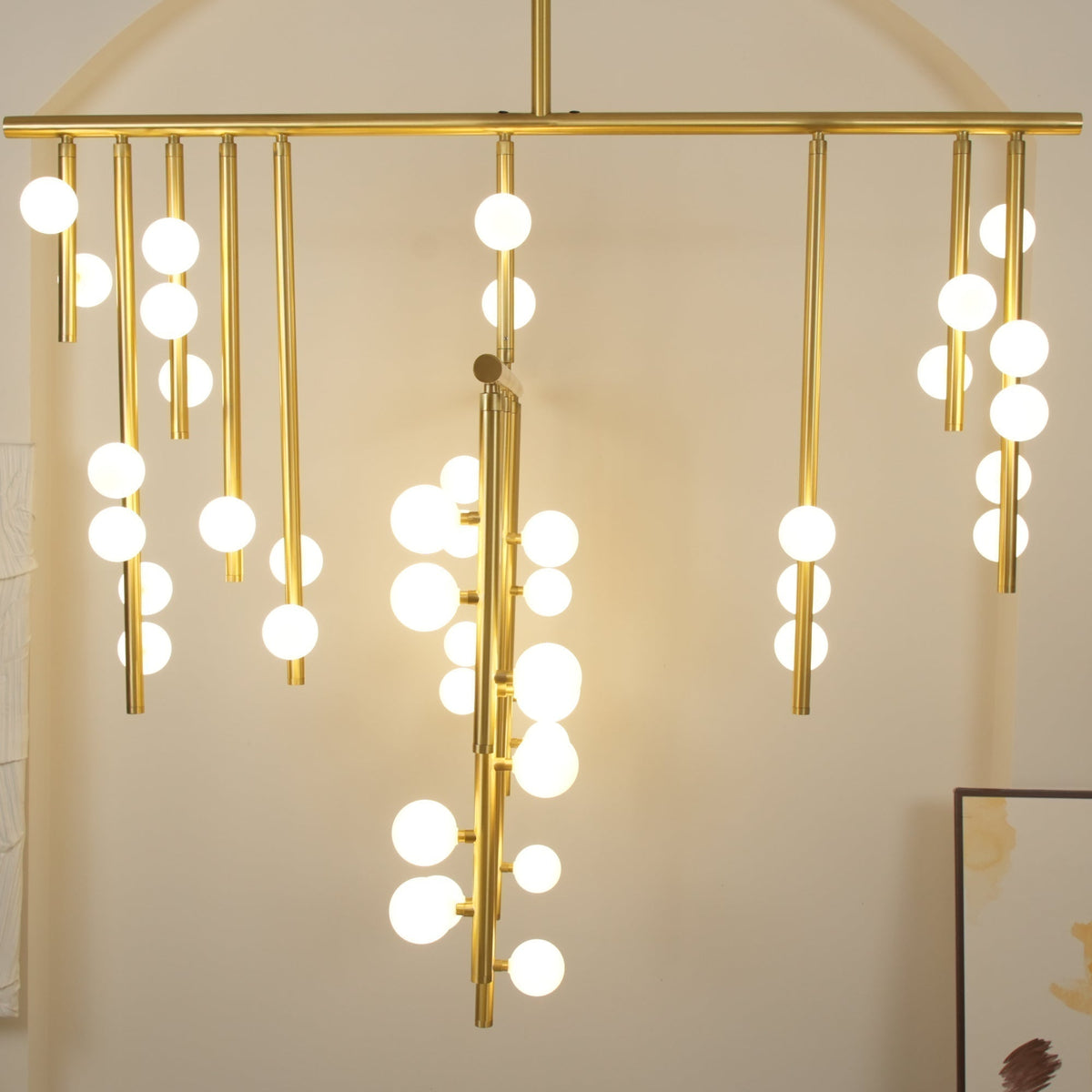 Brass Glass Drop Candelabrum Chandelier