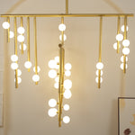 Brass Glass Drop Candelabrum Chandelier