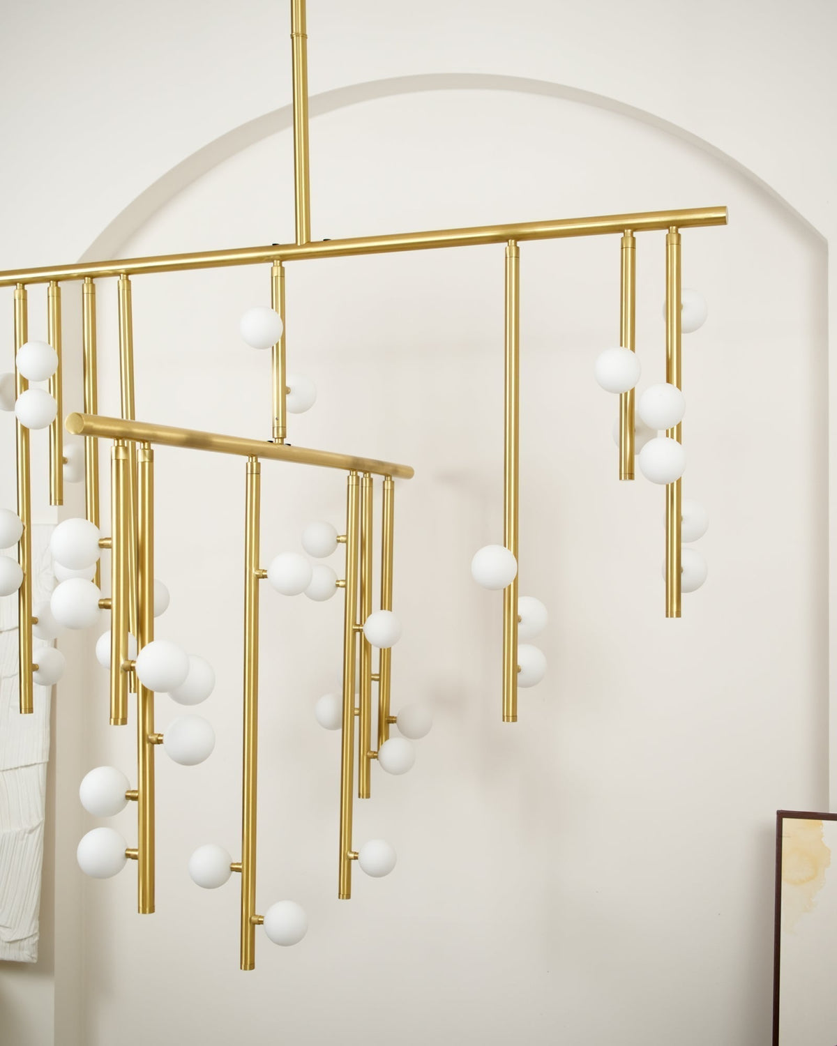 Brass Glass Drop Candelabrum Chandelier