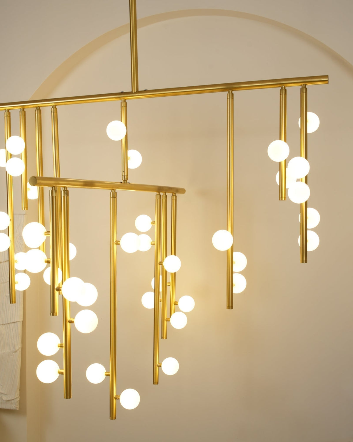 Brass Glass Drop Candelabrum Chandelier