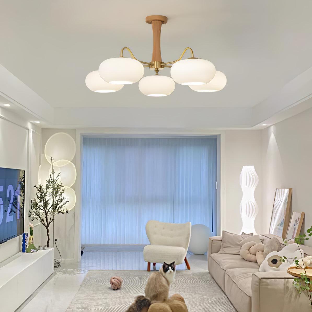 Brass Wooden Persimmon Ceiling Lamp