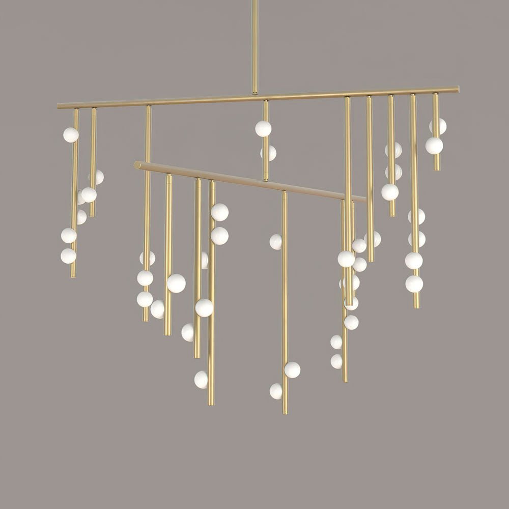 Brass Glass Drop Candelabrum Chandelier