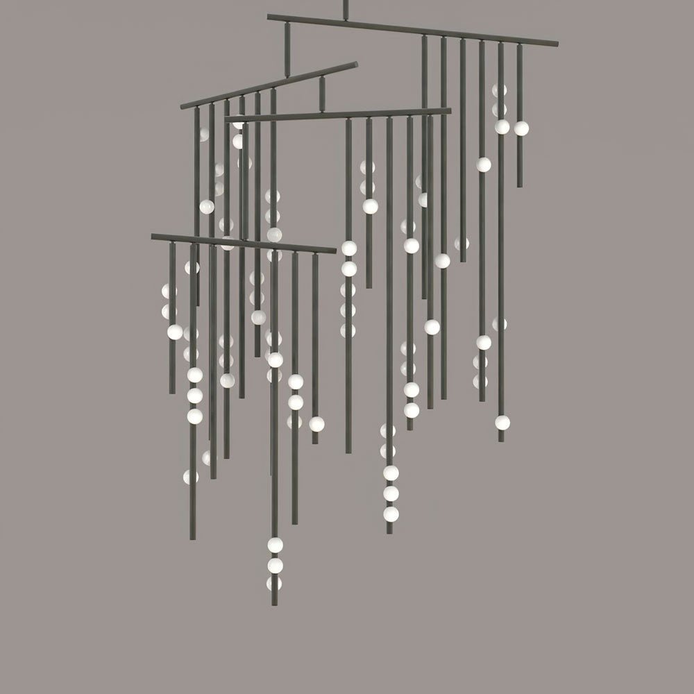 Brass Glass Drop Candelabrum Chandelier