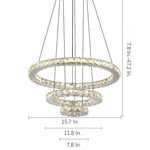 3 Ring Adjustable Circles Tiered Crystal Bling Hanging Modern Chandeliers