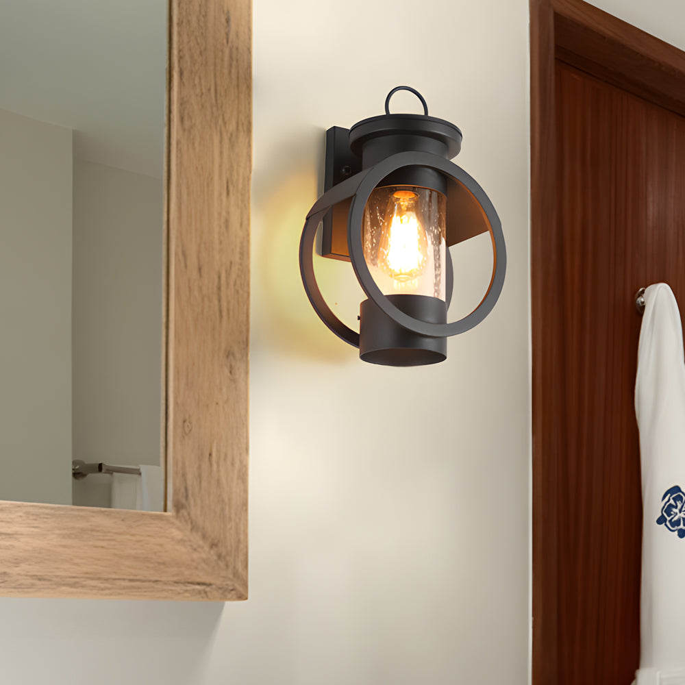 Raindrops Glass 6W Led Edison Lightbulb Black Outdoor Wall Lights
