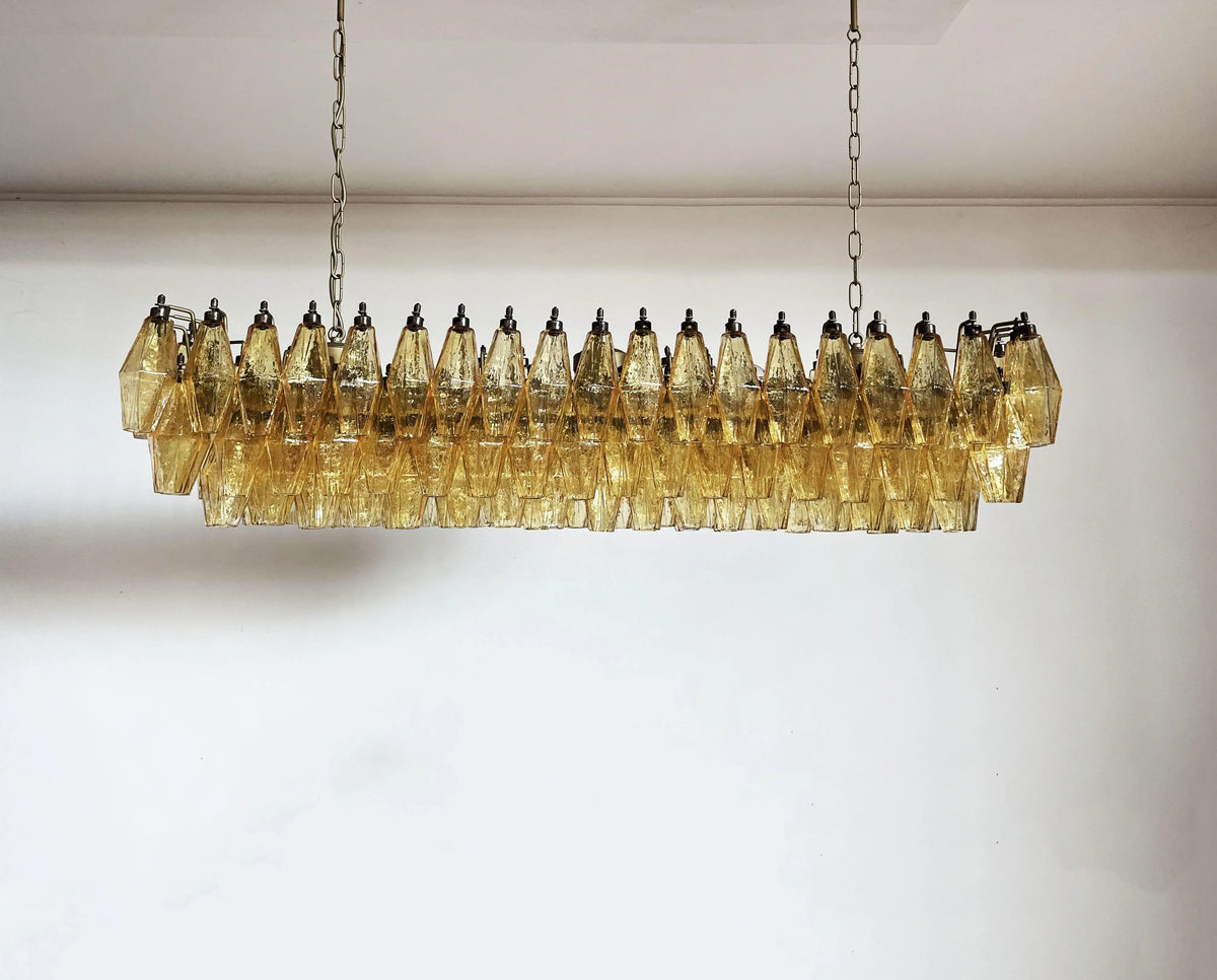 Elegant Amber Murano Poliedri Glass Chandelier