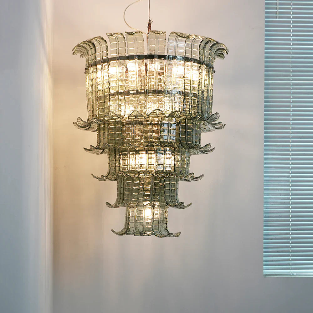 Elegant Leaf Shaped Murano Glass Chandelier