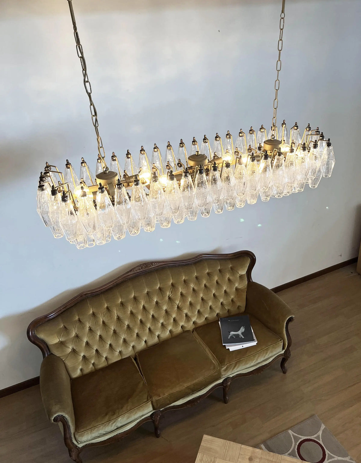 Elegant Transparent Murano Poliedri Glass Chandelier