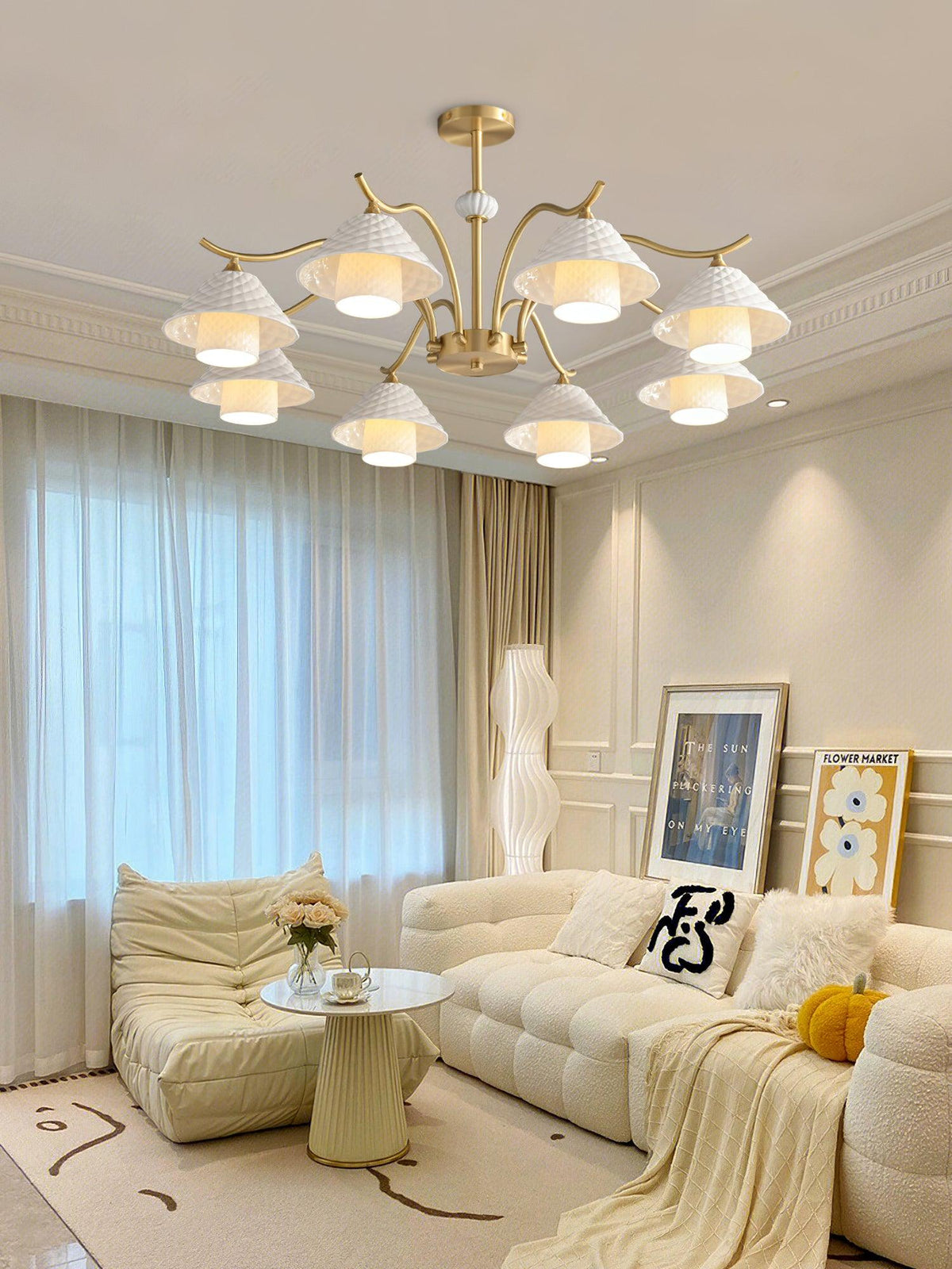 flared-gold-ceramic-chandelier