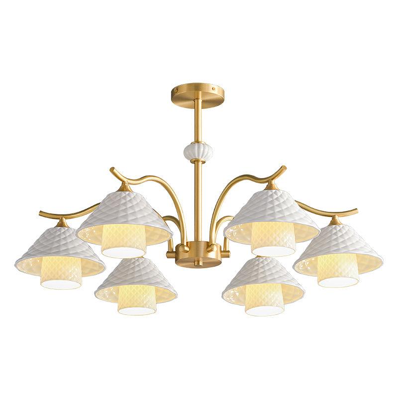 flared-gold-ceramic-chandelier