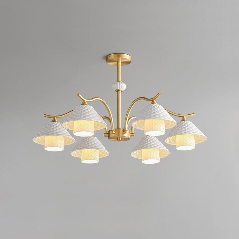flared-gold-ceramic-chandelier