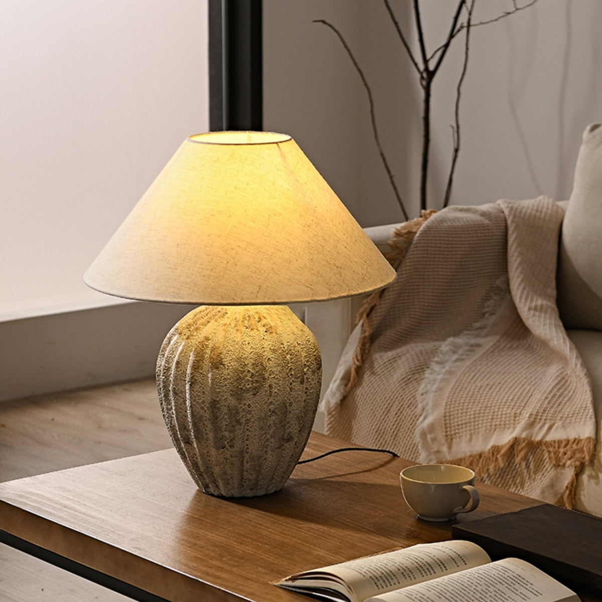 Fluted Ceramic Table Lamp