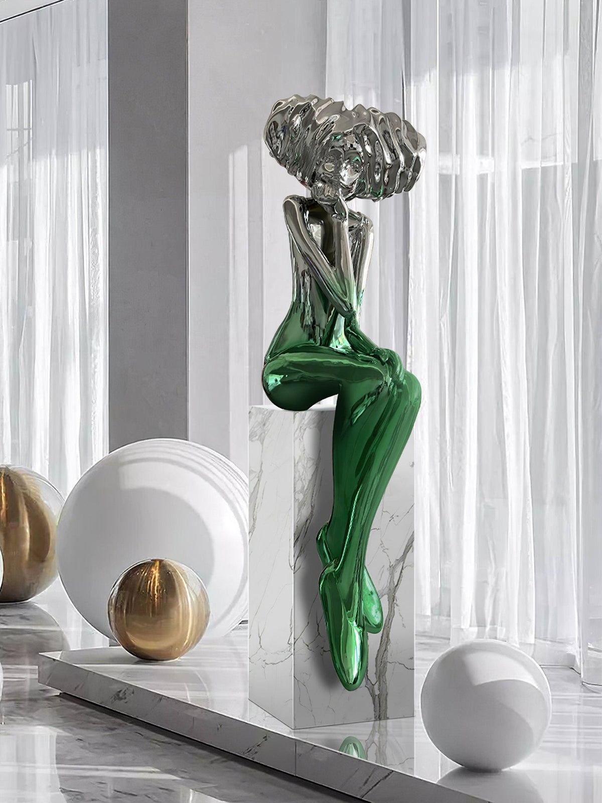 Girl Meditate Sculpture Floor Lamp