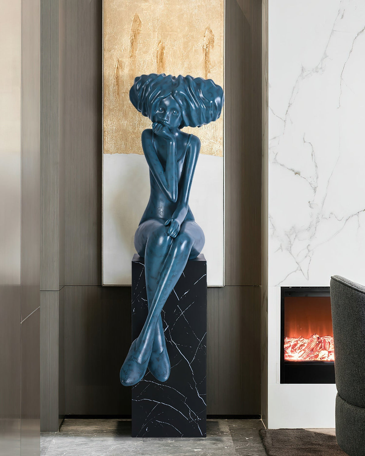 Girl Meditate Sculpture Floor Lamp