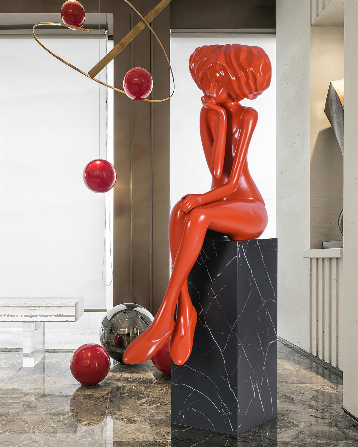 Girl Meditate Sculpture Floor Lamp