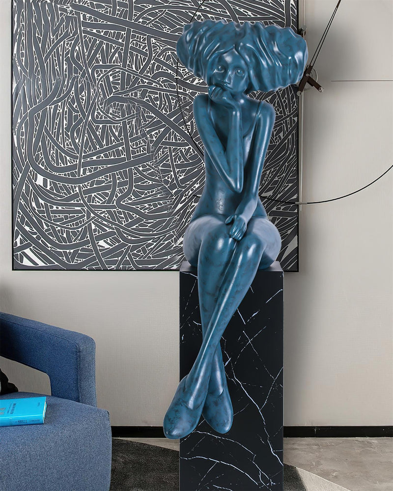 Girl Meditate Sculpture Floor Lamp