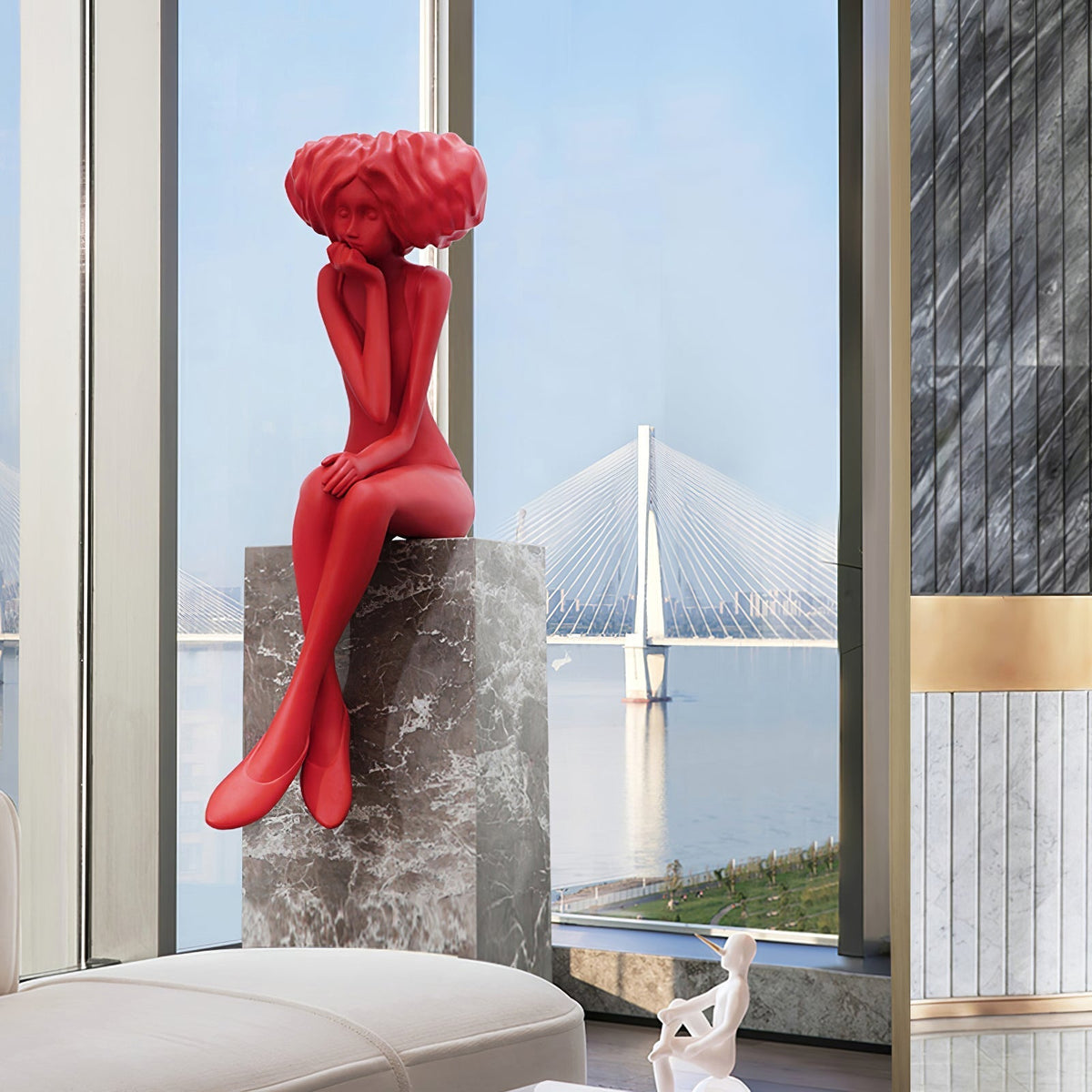 Girl Meditate Sculpture Floor Lamp