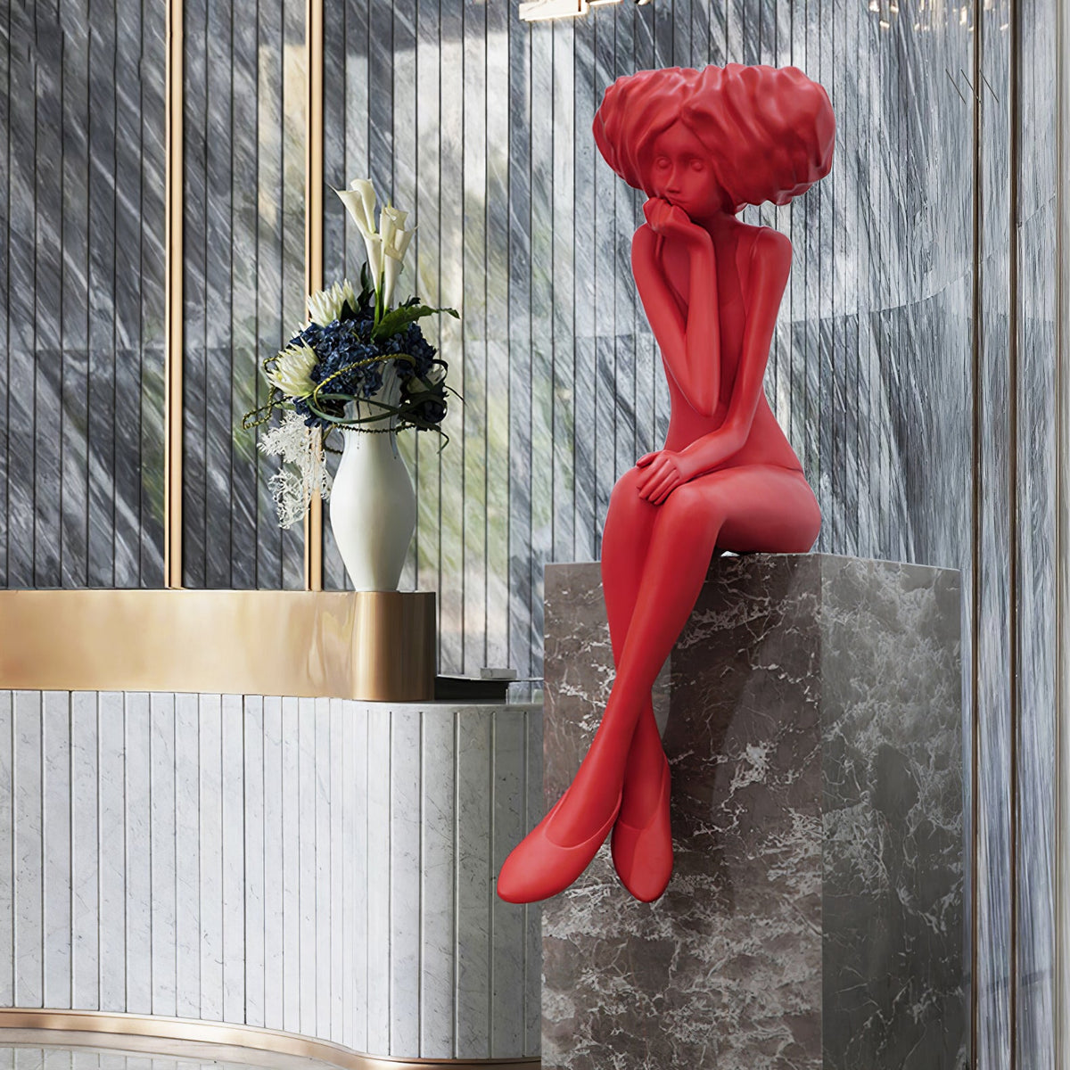 Girl Meditate Sculpture Floor Lamp