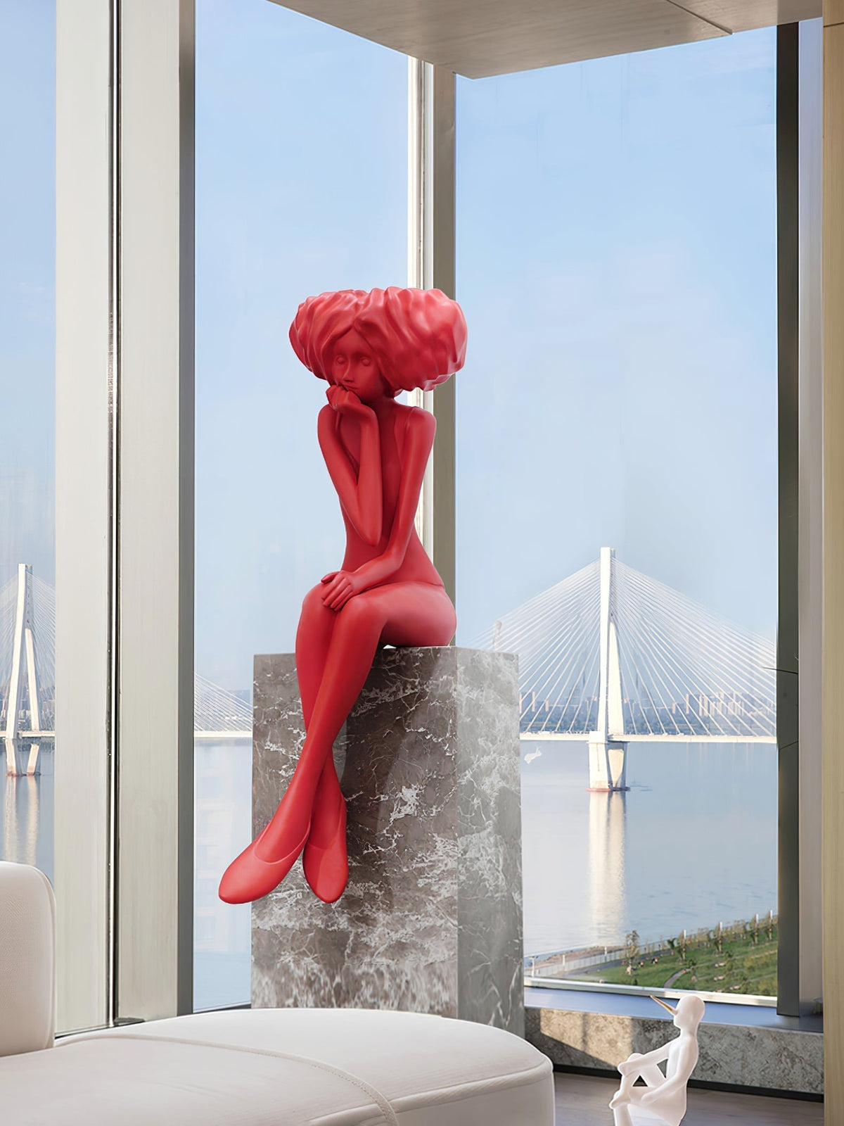 Girl Meditate Sculpture Floor Lamp