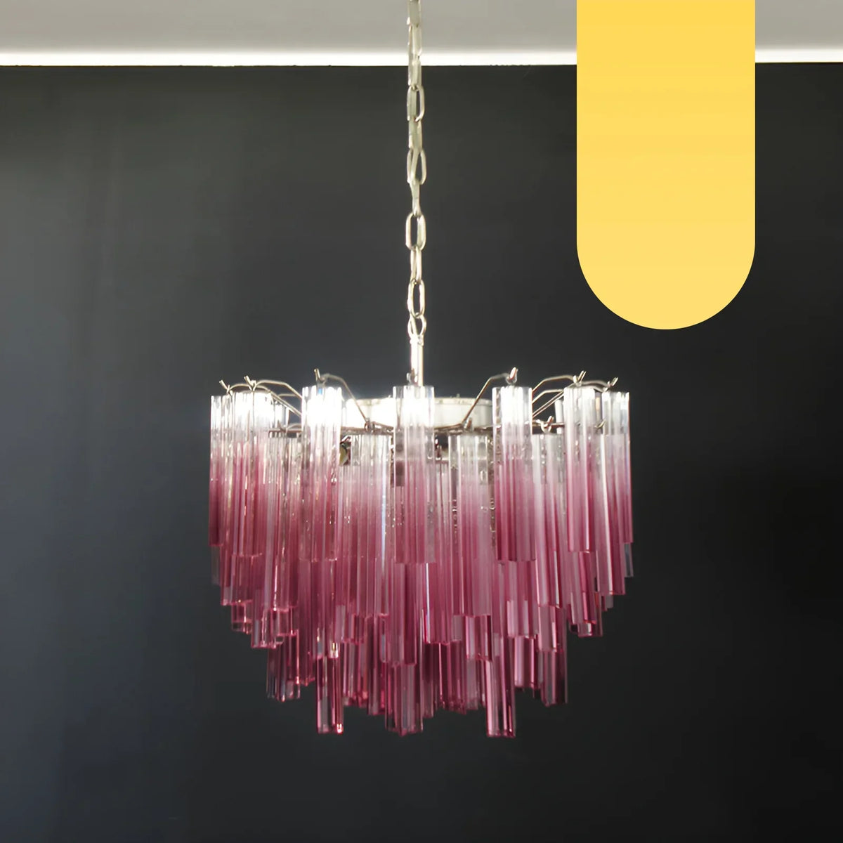 Gorgeous Murano Quadriedri Prisms Amatyst Chandelier